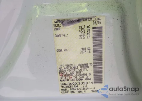 2016 Nissan Altima 2.5 S from USA, damaged, VIN 1N4AL3AP2GC239024